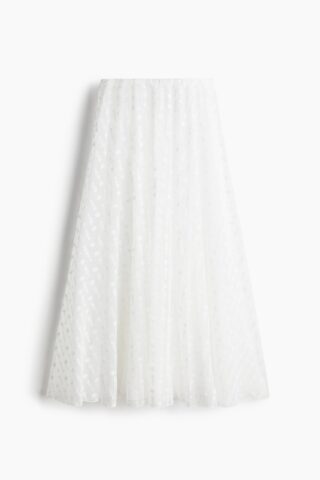 H & M - Rok van mesh met borduursel - Wit
