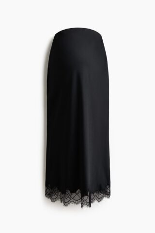 H & M - MAMA Lace-trimmed slip skirt - Zwart