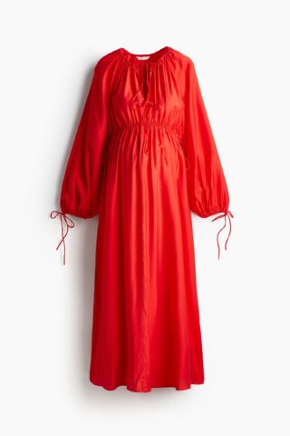 H & M - MAMA Maxi-jurk met drawstrings - Helderrood