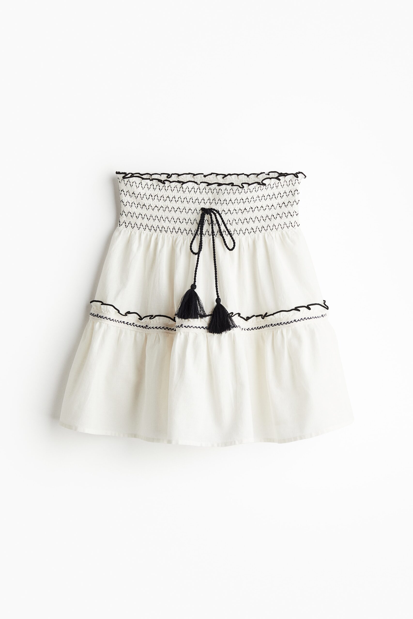 H & M - Rok met gesmokte taille - Wit