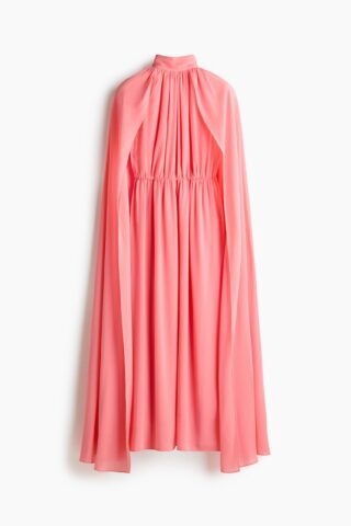 H & M - Gedrapeerde jurk met cape - Roze