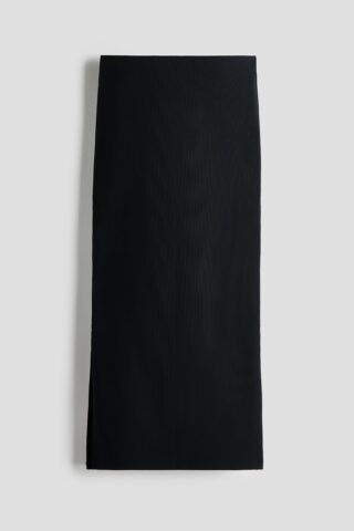 H & M - Cooling Slim Fit Ribbed midi skirt - Zwart
