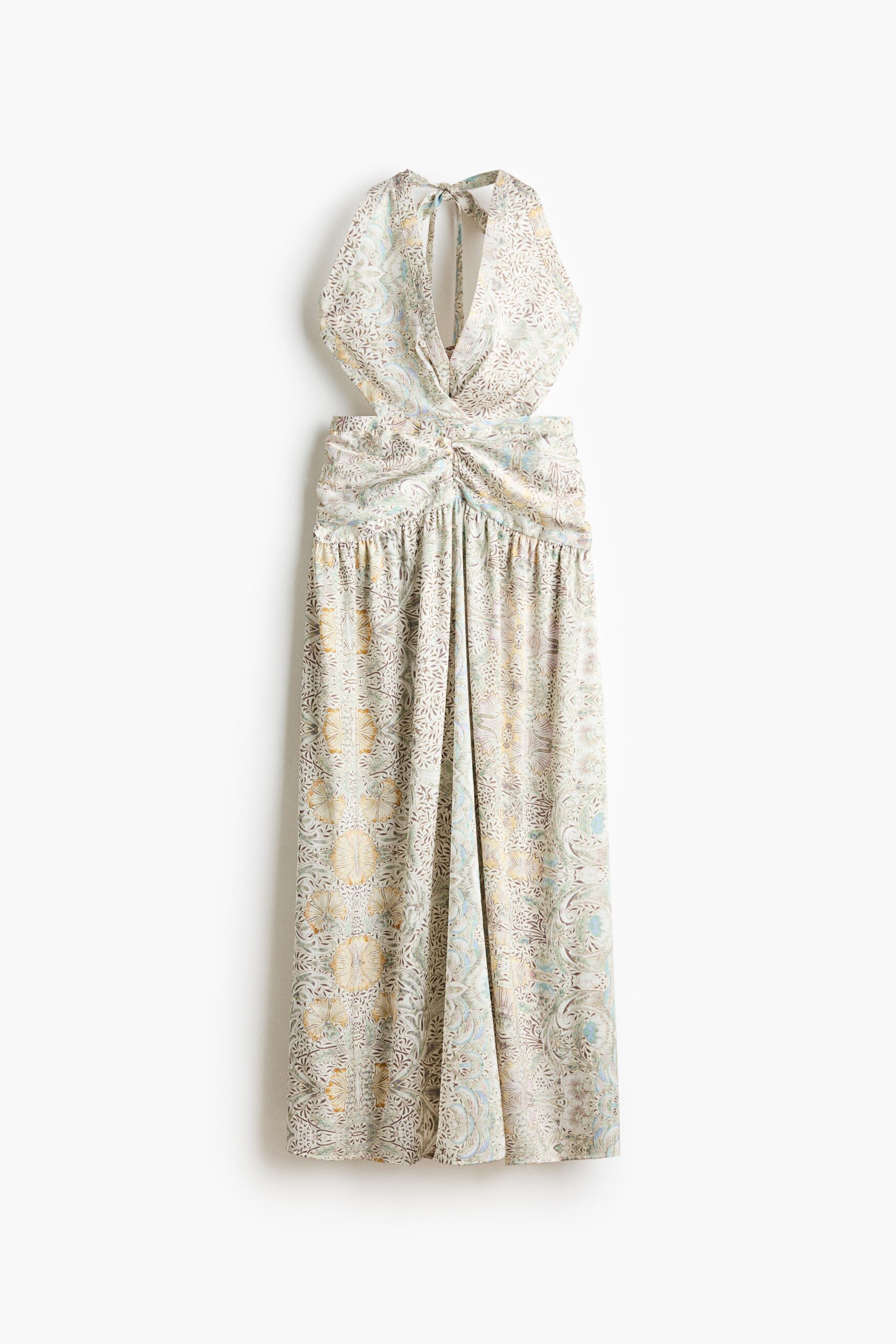 H & M - Open-back halterjurk - Beige/Bloemen H & M - Open-back halterjurk - Beige/Bloemen