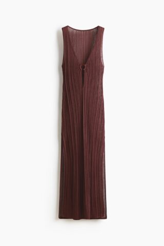 H & M - Ribgebreide strandjurk - Donkerbruin