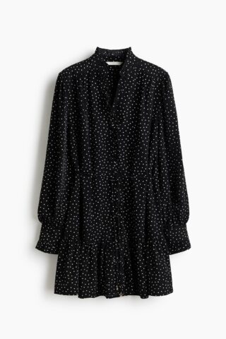 H & M - Jurk met volants - Zwart/Stippen