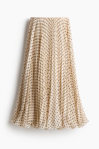 H & M - Licht transparante plissérok - Roomwit/Polkadot