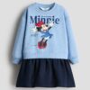H & M - Sweatjurk met rok van mousseline - Dusty Blauw/Minnie Mouse