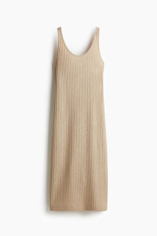 H & M - Ribgebreide jurk - Beige