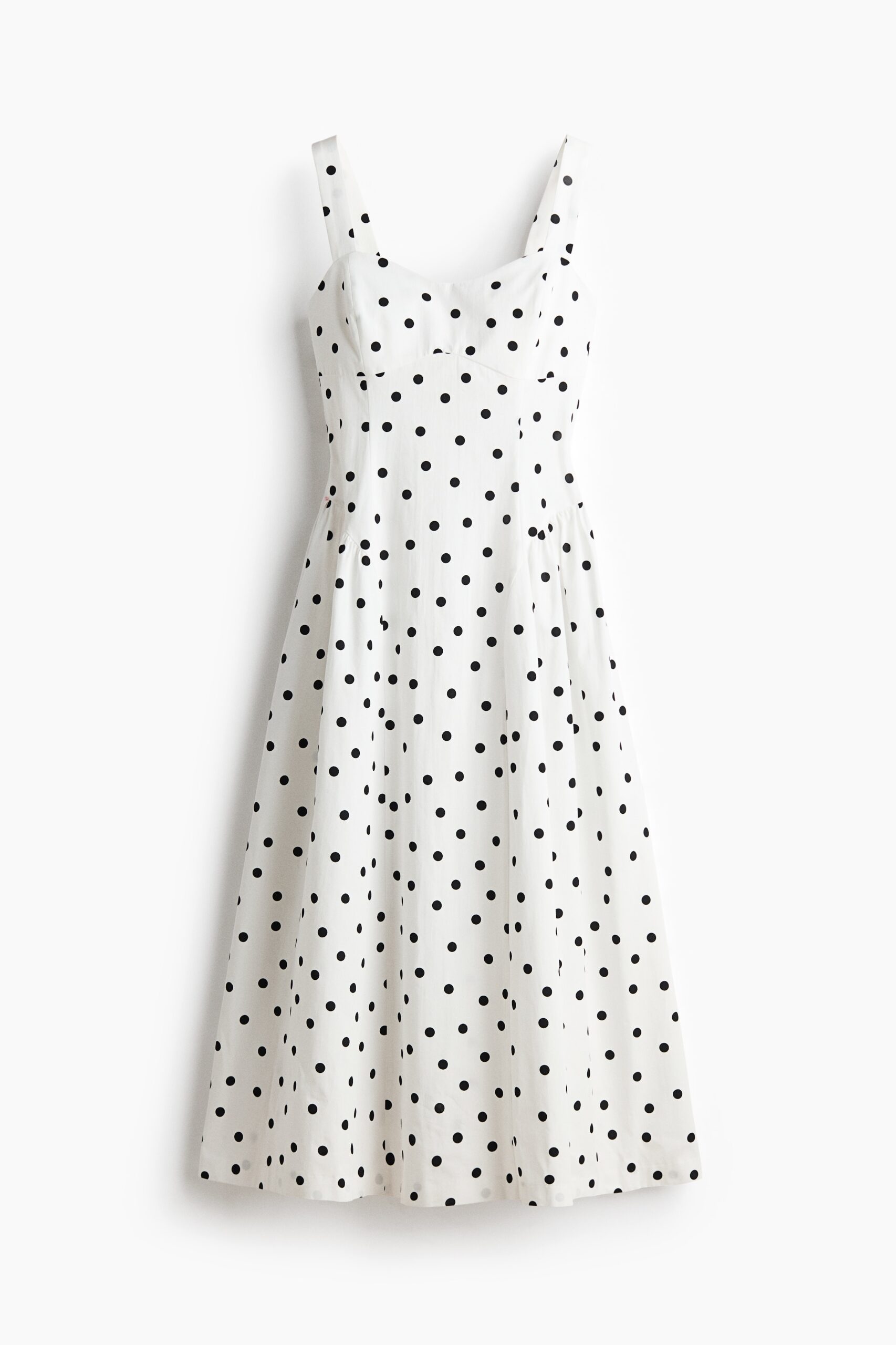 H & M - Flared-skirt midi dress - Wit/Polkadot