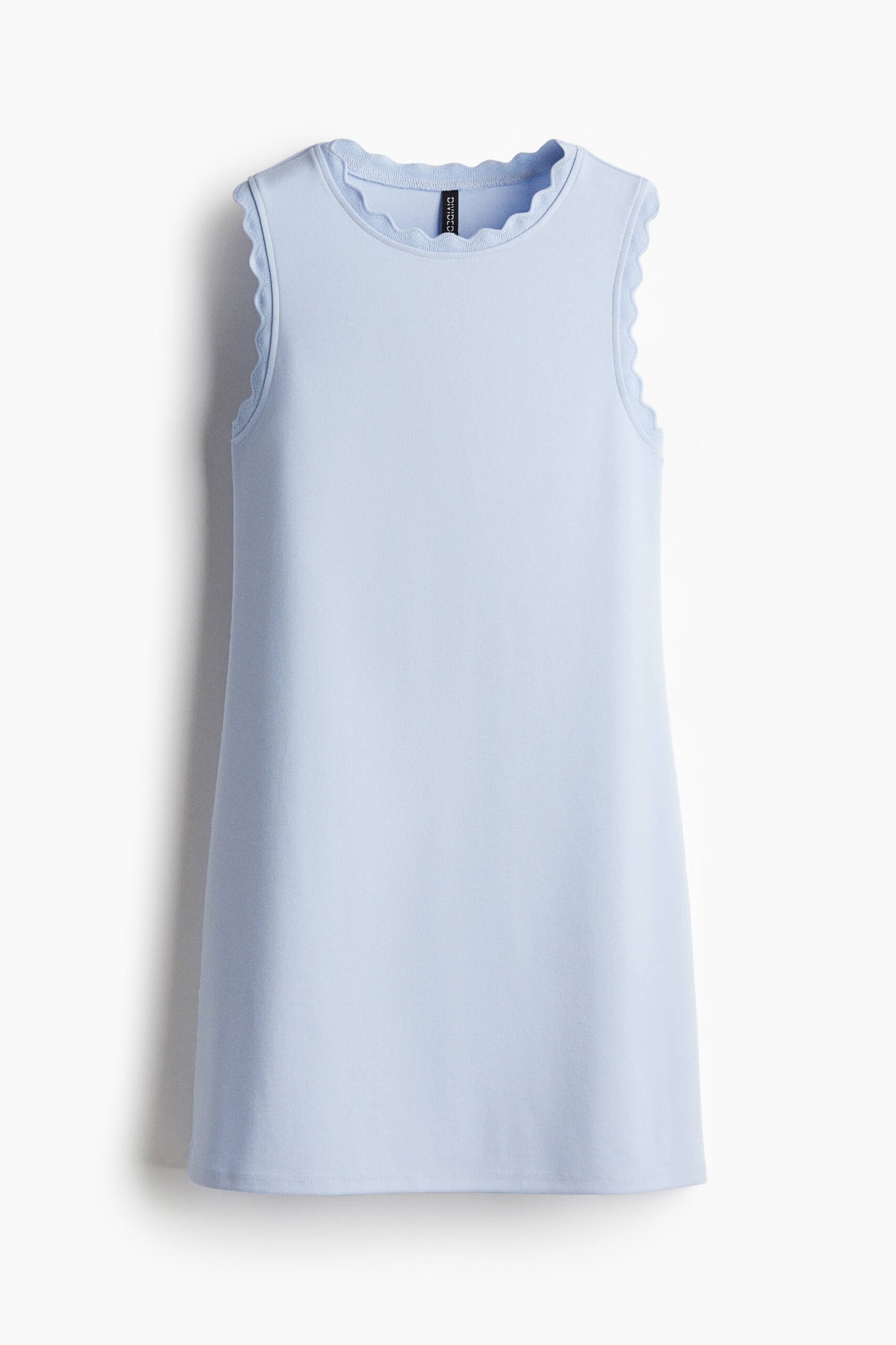H & M - Tricot jurk met golvende randen - Lichtblauw