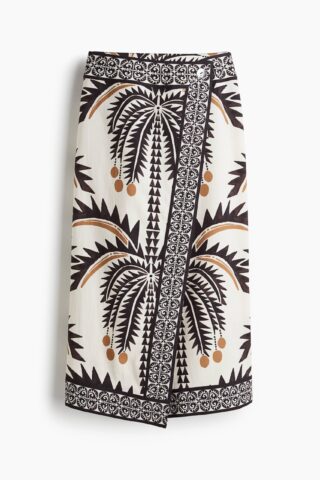 H & M - Overslagrok met print - Roomwit/Palmboom