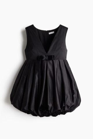 H & M - Bubble-hem mini dress - Zwart
