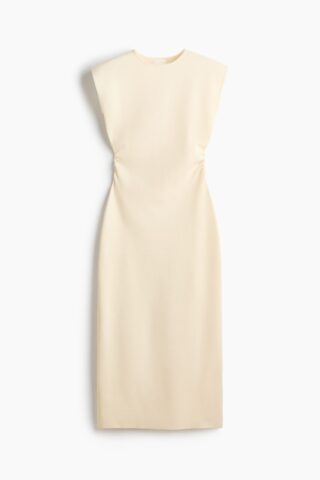 H & M - Gedrapeerde midi-jurk - Lichtbeige