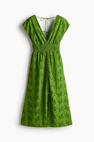 H & M - Katoenen jurk met broderie anglaise - Groen