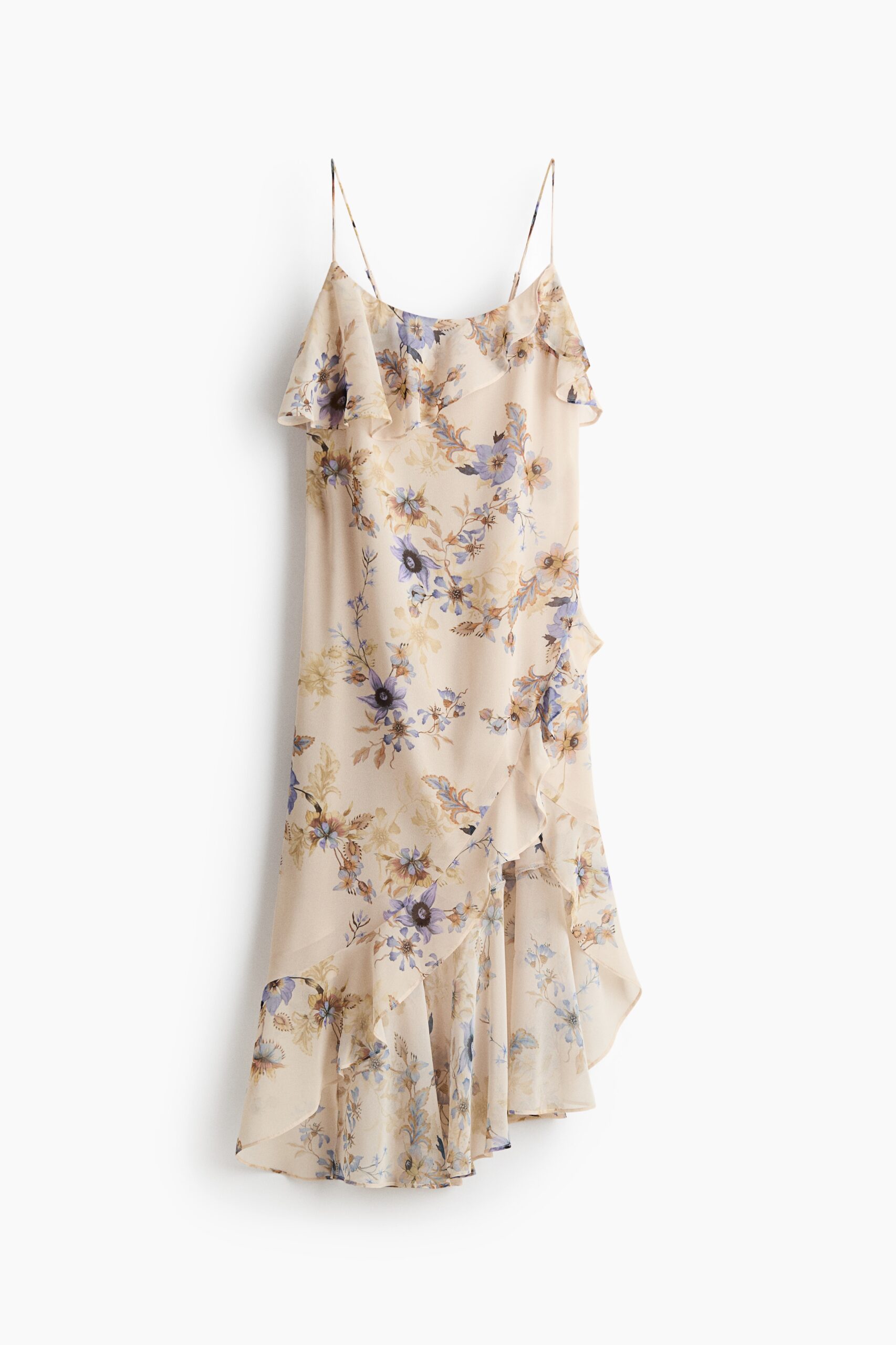 H & M - Strappy jurk met volants - Lichtbeige/Bloemen