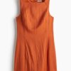H & M - Twill jurk met vierkante hals - Oranje