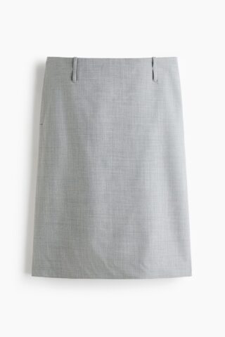 H & M - Wollen kokerrok - Lichtgrijs Gemêleerd