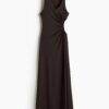 H & M - Gedrapeerde jurk met cutout - Donkerbruin
