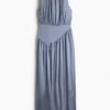 H & M - Ingerimpelde satijnen jurk - Blauw
