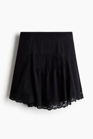 H & M - Rok met kant - Zwart