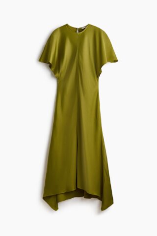 H & M - Satijnen midi-jurk - Olijfgroen