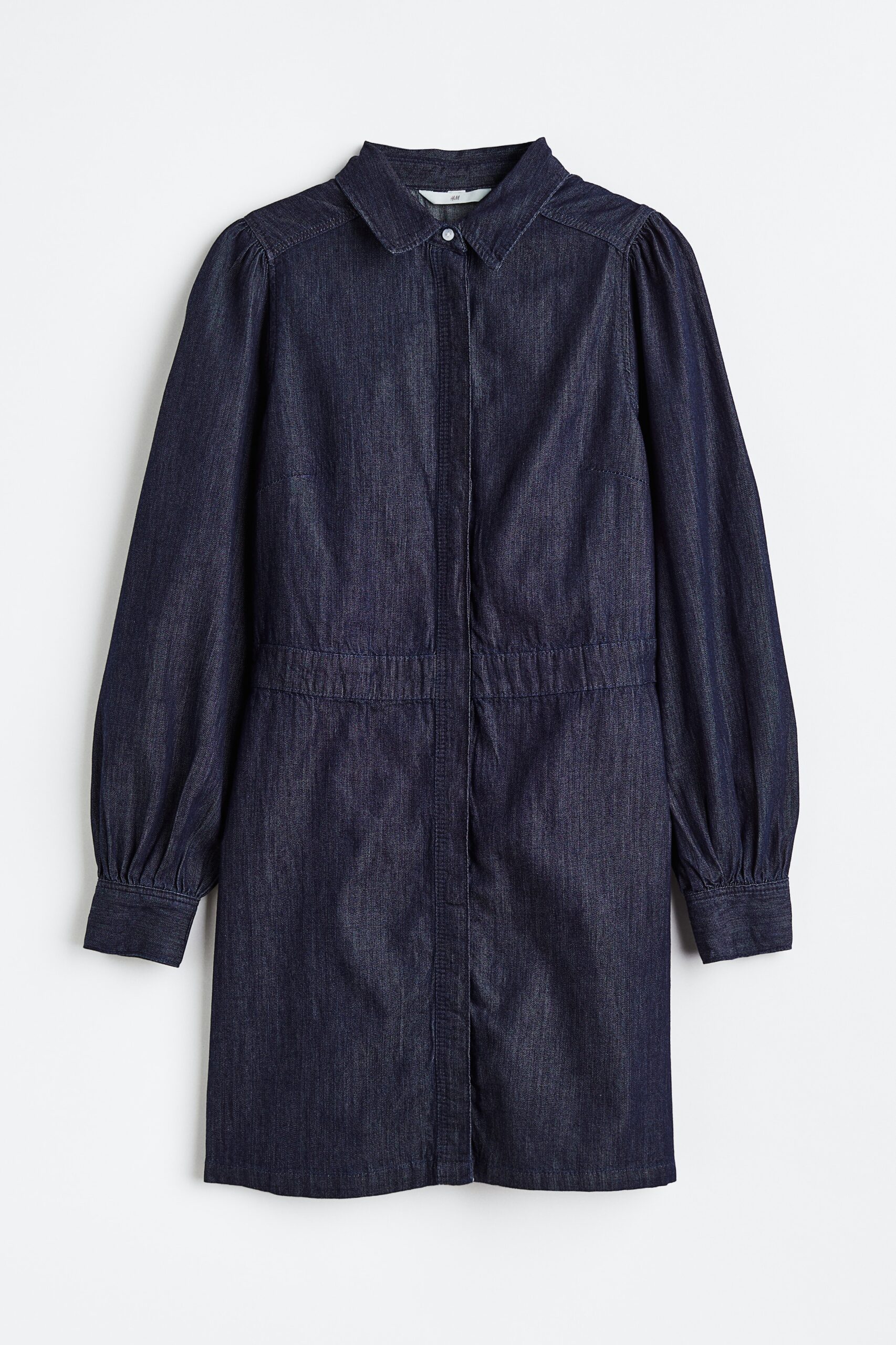 H & M - Denim overhemdjurk met pofmouwen - Donker Denimblauw H & M - Denim overhemdjurk met pofmouwen - Donker Denimblauw