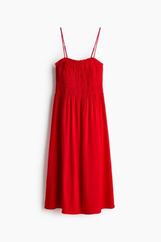 H & M - Strappy jurk met smokwerk - Rood