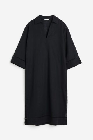 H & M - Kaftanjurk van linnenmix - Zwart