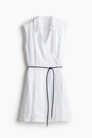 H & M - Overslagjurk met strikbandje - Wit
