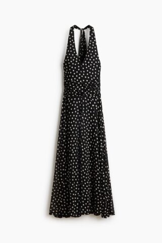 H & M - Mesh halterjurk - Zwart/Polkadot