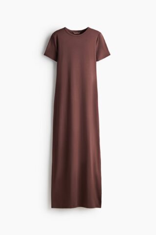 H & M - Lange T-shirtjurk - Donkerbruin