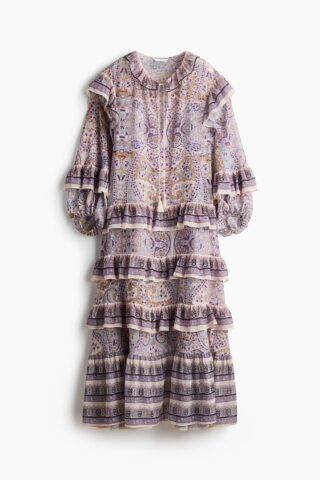 H & M - Tuniekjurk met volants - Lichtbeige/Paisleydessin