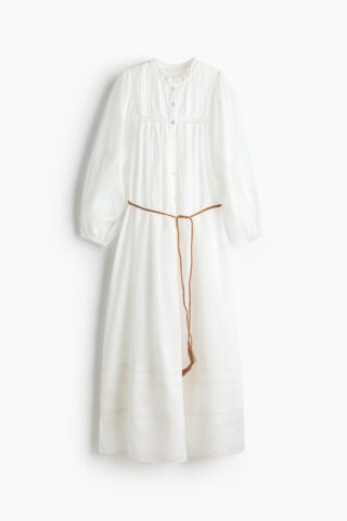 H & M - Oversized tuniekjurk met strikceintuur - Wit