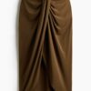 H & M - Gedrapeerde tricot rok - Donker Kakigroen