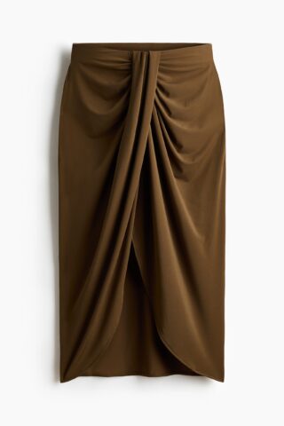 H & M - Gedrapeerde tricot rok - Donker Kakigroen