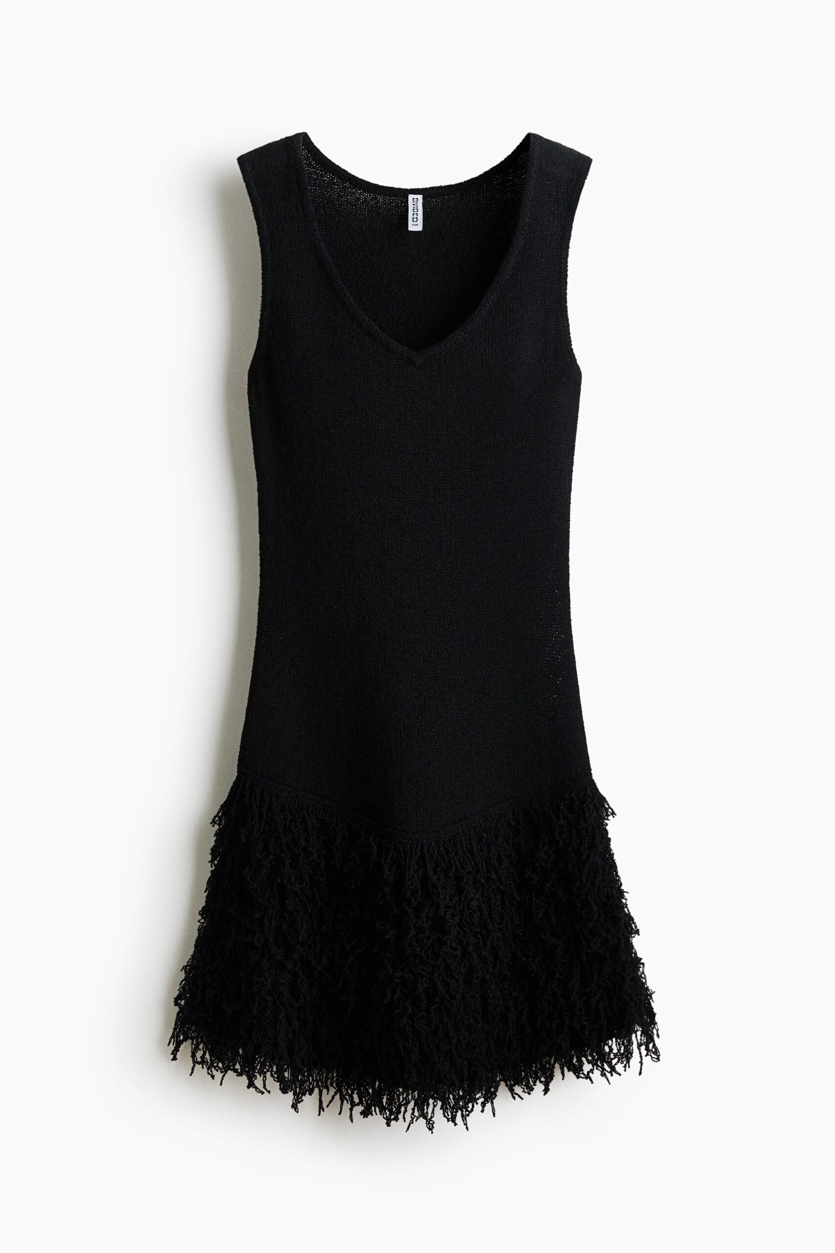 H & M - Gebreide jurk met franje - Zwart