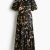 H & M - MAMA Katoenen strokenjurk - Zwart/Bloemen