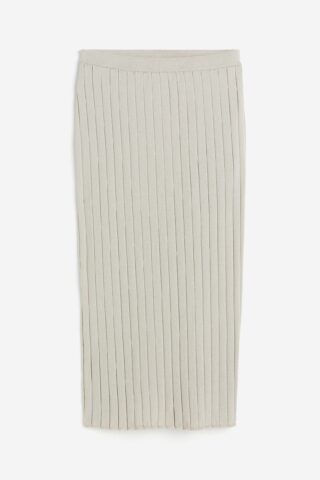 H & M - Ribgebreide rok - Lichtbeige