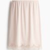 H & M - Slip-on rok met kanten randje - Lichtbeige
