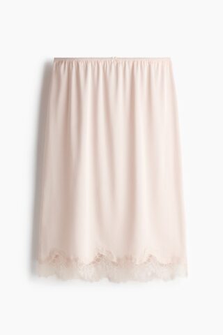 H & M - Slip-on rok met kanten randje - Lichtbeige