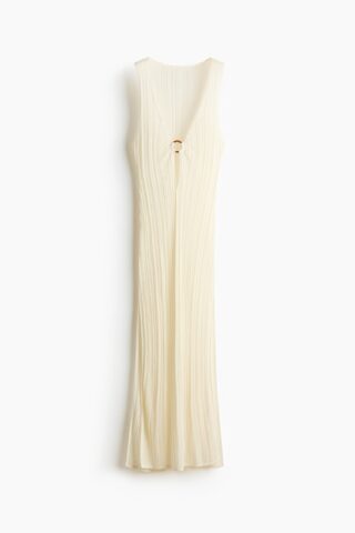 H & M - Ribgebreide strandjurk - Roomwit
