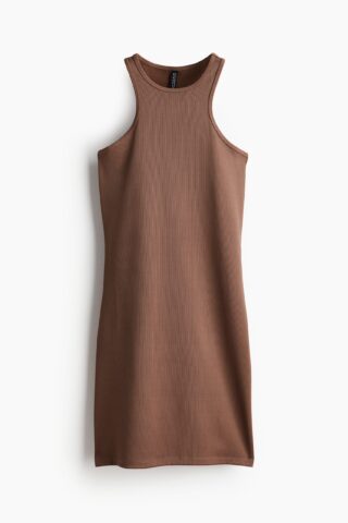 H & M - Geribde bodyconjurk - Bruin
