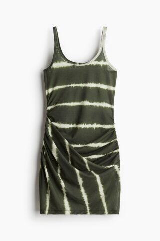 H & M - Gedrapeerde strappy jurk - Donkergroen/Tiedye