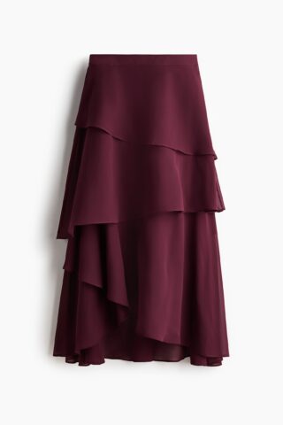 H & M - Volantrok van chiffon - Bordeauxrood