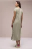 Midi-jurk met V-hals in een gebreide look