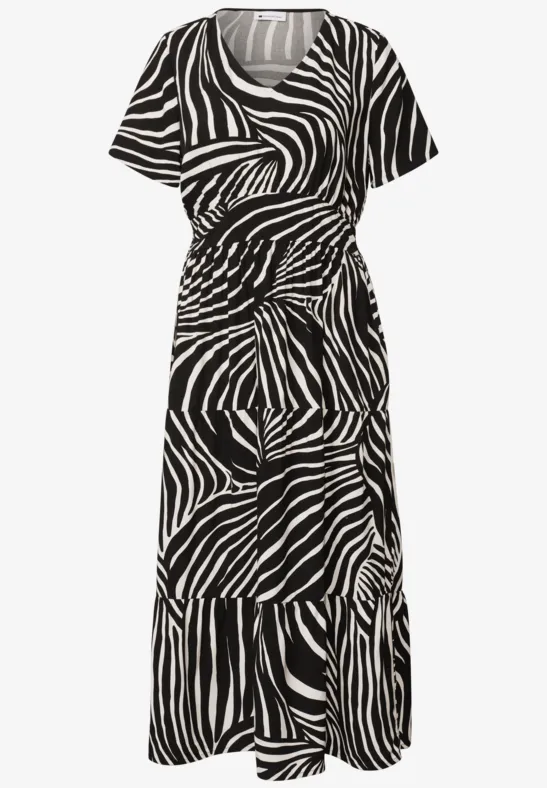 Midi-jurk met print en smokdetail - Afbeelding 2