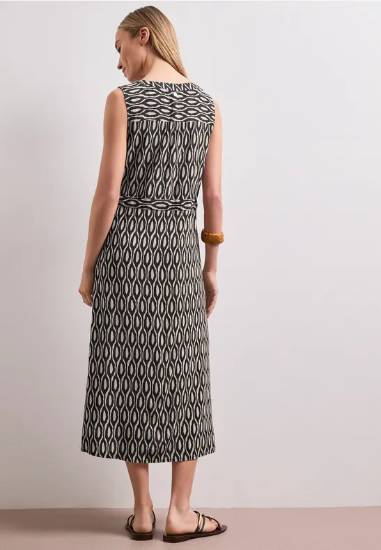 Midi-jurk met gespleten hals en ritssluiting