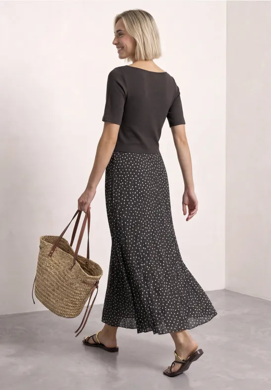 Midi-jurk met geplooide rok en print