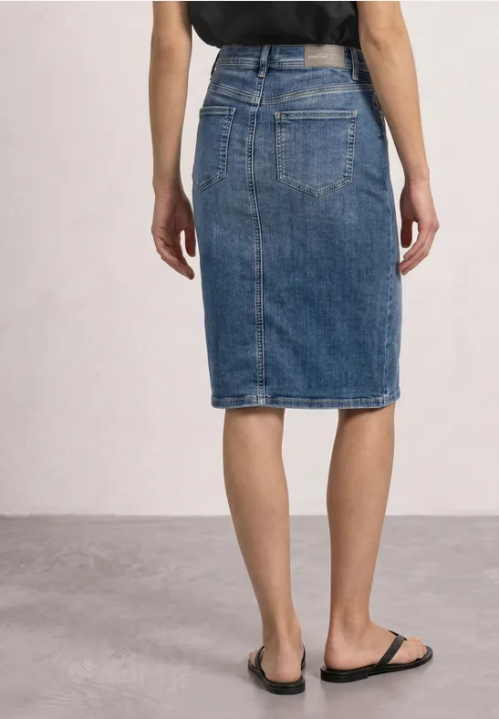 Midirok met High Waist-taille en knoopdetails