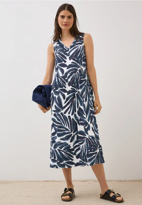 Gedessineerde jersey jurk